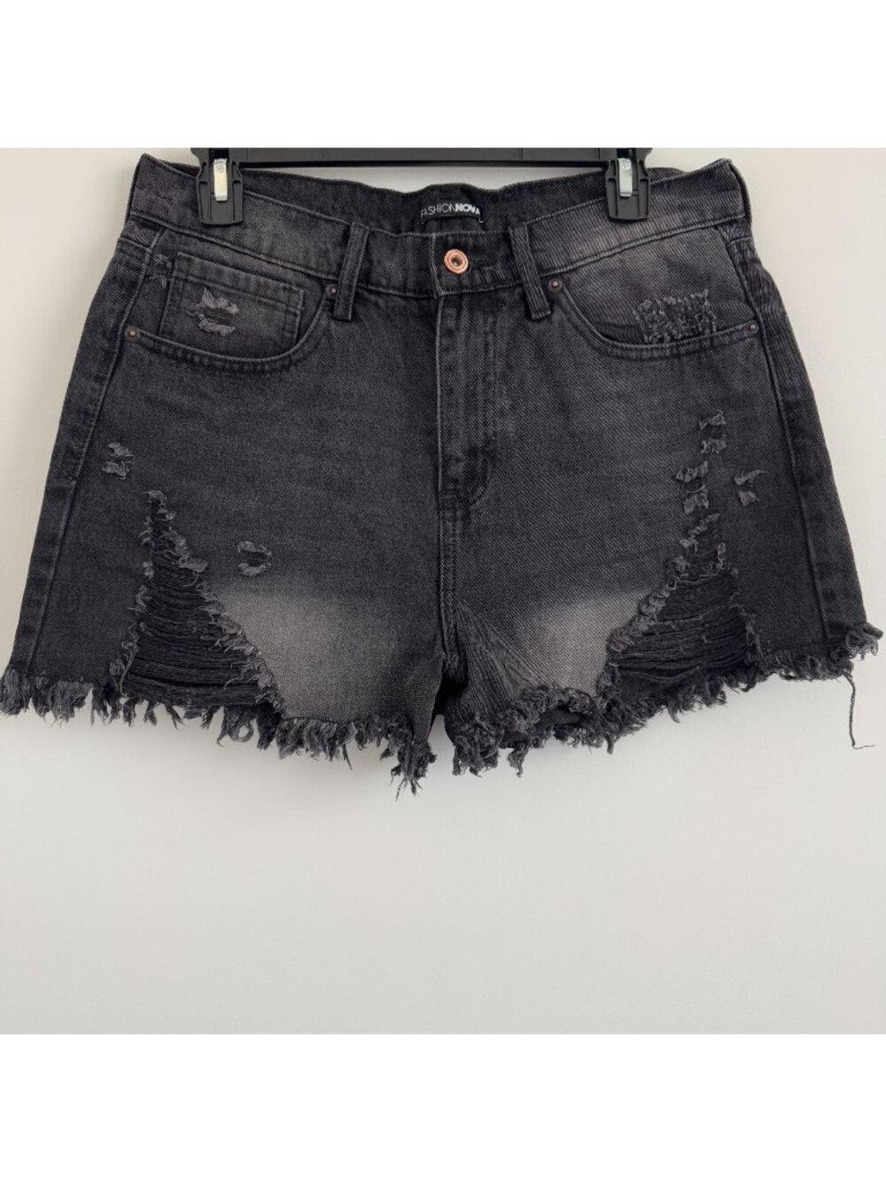 Fashion Nova Distressed Denim High Rise With Ripped Details Shorts Size 9